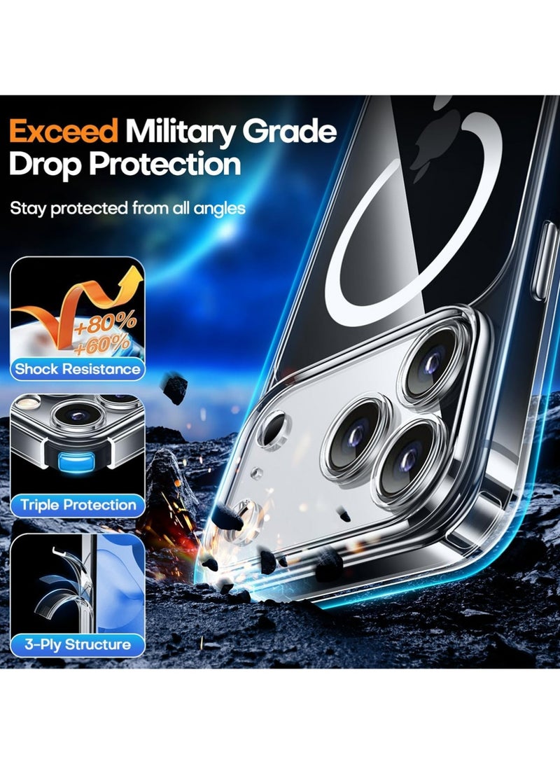 PULUZ iPhone 17 Pro Max Case Crystal Clear MagSafe, Magnetic Slim Shockproof Cover, Corner Air Pockets, 1.0mm Raised Camera/Screen, Wireless Charging Compatible, Lanyard Hole - Image 5